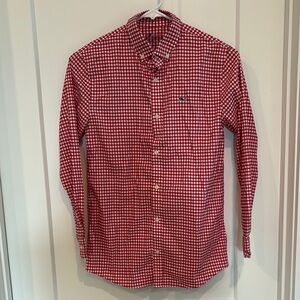 Vineyard Vines Boys Red Gingham Performance Button Down Shirt